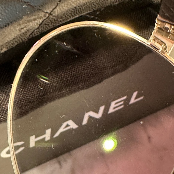 Chanel Silver Frame with Black Leather Arm Sunglasses - Picture 14 of 16
